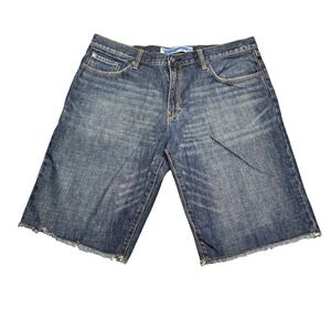 Gap Y2K Denim Shorts Men's Size 35 100% Cotton Blue Frayed Hem Casual Summer‎
